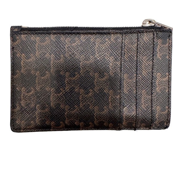 Authentic CELINE Card Case Triomphe Canvas & Lambskin Leather With Dust Bag - Picture 1 of 11